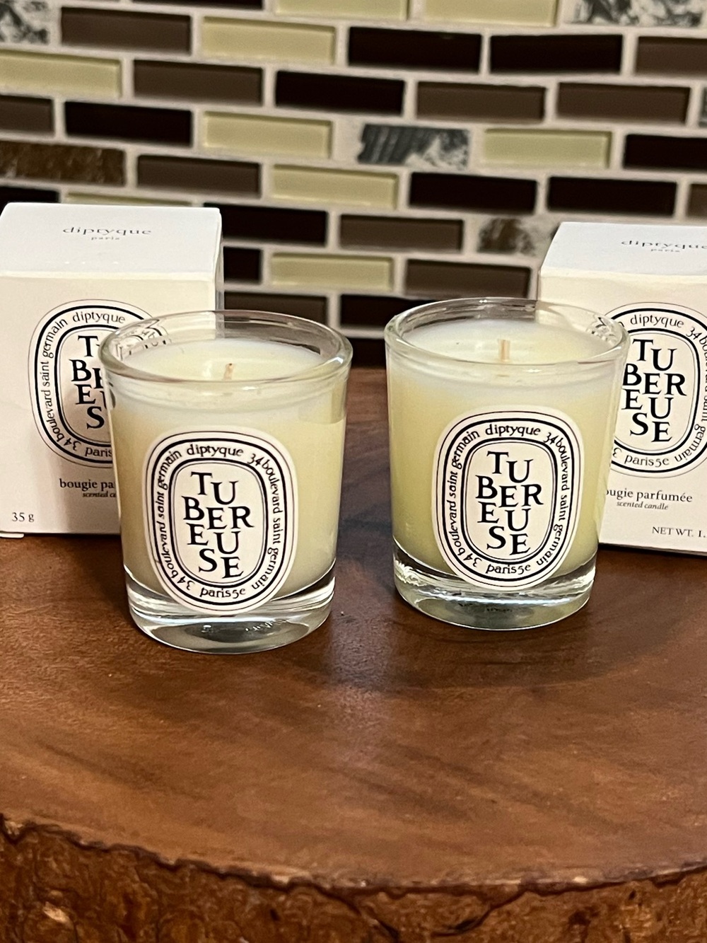 NIB diptyque Tubereuse bougie parfumee scented candle 35g- Set of 2 minis - Picture 2 of 2